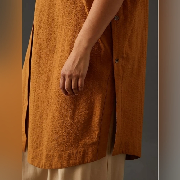 Maeve x Anthropologie Oversized Side-Slit Relaxed Tunic in Light Brown, XS - Picture 6 of 14